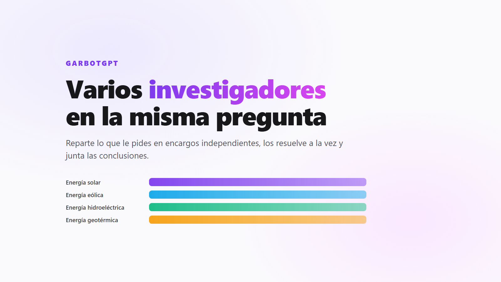 Varios investigadores trabajando en paralelo sobre la misma pregunta dentro de GarBotGPT